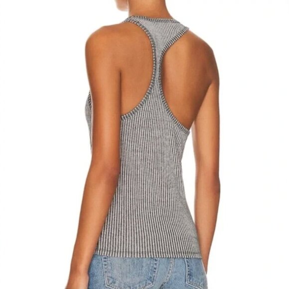 Anine Bing | Kristen Tank Asymmetrical Racerback Ribbed Stripe Tank Top Size M - Picture 3 of 9